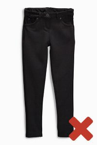 example of inappropriate black trousers for boys